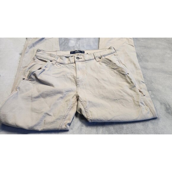 Hollister Baggy Y2K Cream Men’s 34x32 Solid Workwear Carpenter Pants - Picture 3 of 9